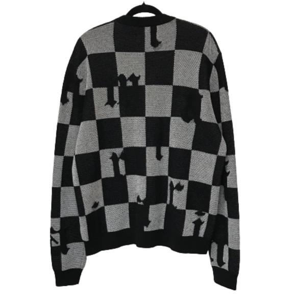 Amiri Logo Check Crew Mohair Cashmere Sweater Black White XXL Brand New With Tag - Picture 4 of 15